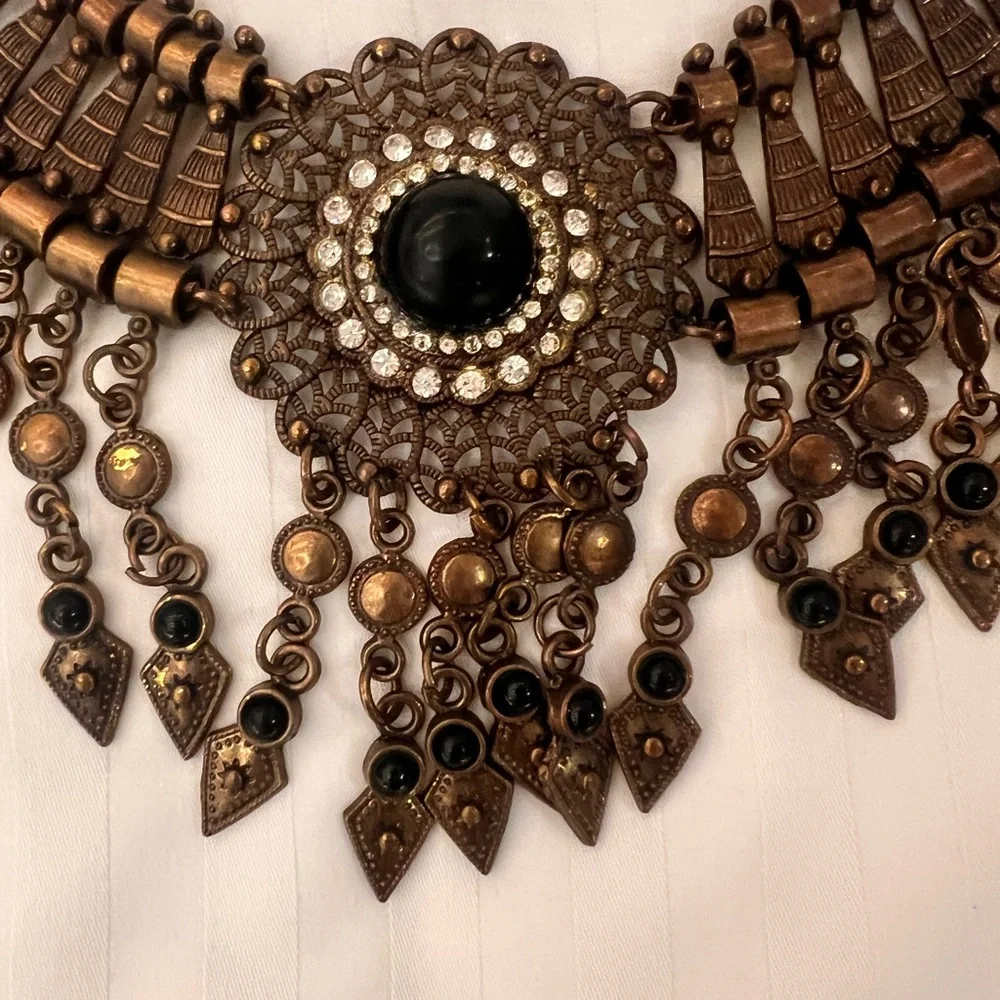 Vintage Egyptian Copper Bohemian Statement Necklace - Picture 3 of 6